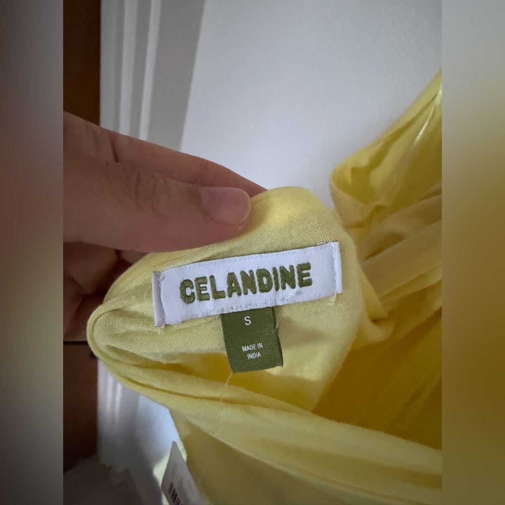 Celandine by Anthropologie Halter Button-Front Mini Dress in yellow Small NWT - Picture 8 of 8